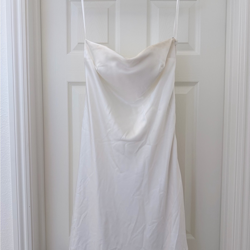 Revelry LEO SATIN White Cowl Neck Slip Wedding Dress